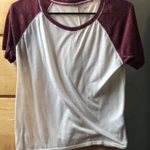 Maroon Baseball tee.